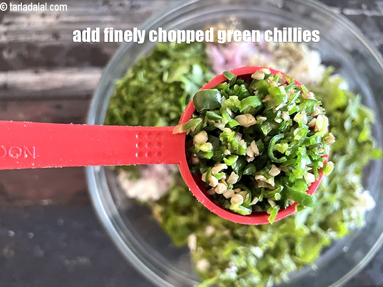 Step 22 – Add&nbsp;<meta charset="UTF-8" />1 tbsp&nbsp;finely&nbsp;<a href="glossary-chopped-green-chilli-820i">chopped green chillies</a>.