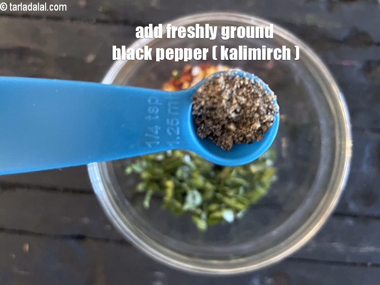 Step 9 – Add freshly ground black pepper to taste. We added 1/8th&nbsp;tsp black pepper.