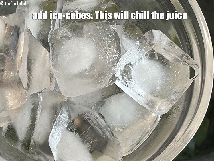 Step 10 – <meta charset="UTF-8" />Add 24 ice-cubes.&nbsp;This will chill the juice.&nbsp;&nbsp;<br /> &nbsp;