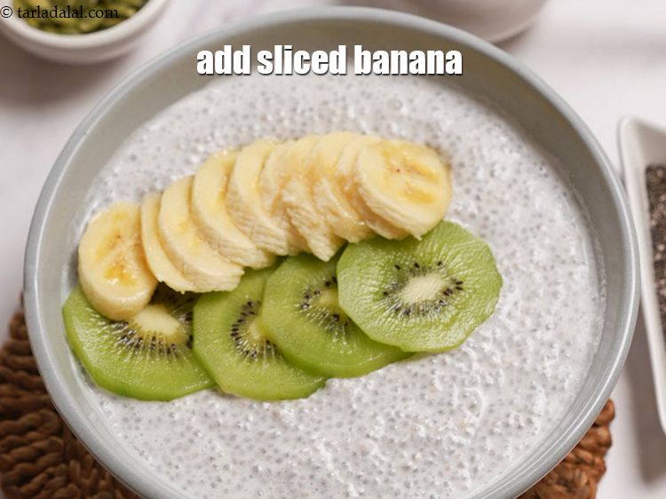 Step 9 – Add &frac14; cup <a href="https://www.tarladalal.com/glossary-sliced-banana-19i">sliced banana</a>.