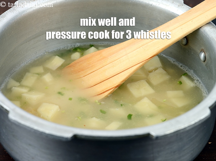 Step 9 – Mix well and pressure cook for 3 whistles.