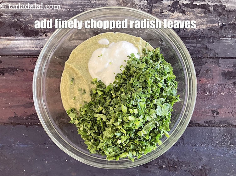 Step 20 – Add&nbsp;1 cup of radish leaves.