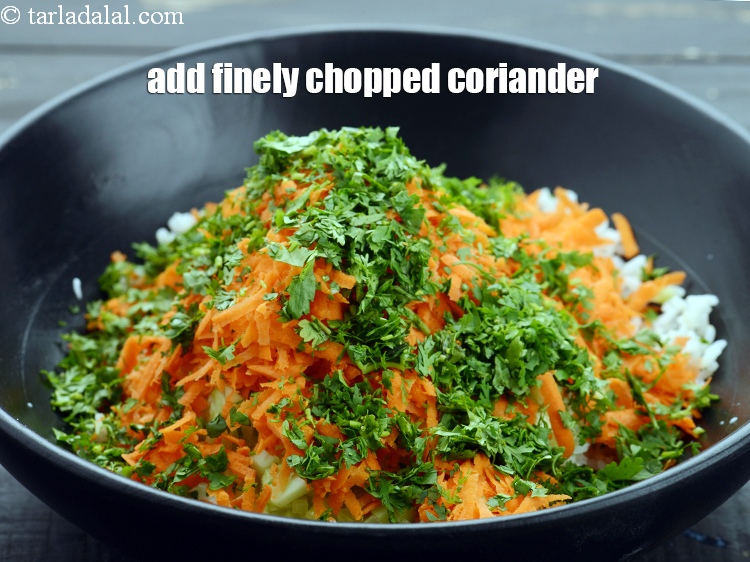 Step 10 – Add&nbsp;1/4 cup&nbsp;finely&nbsp;<a href="https://www.tarladalal.com/glossary-chopped-coriander-783i">chopped coriander (dhania)</a>.&nbsp;