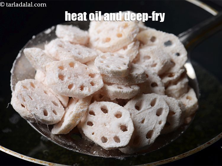 Step 9 – Heat the oil in a deep non-stick pan and deep-fry.