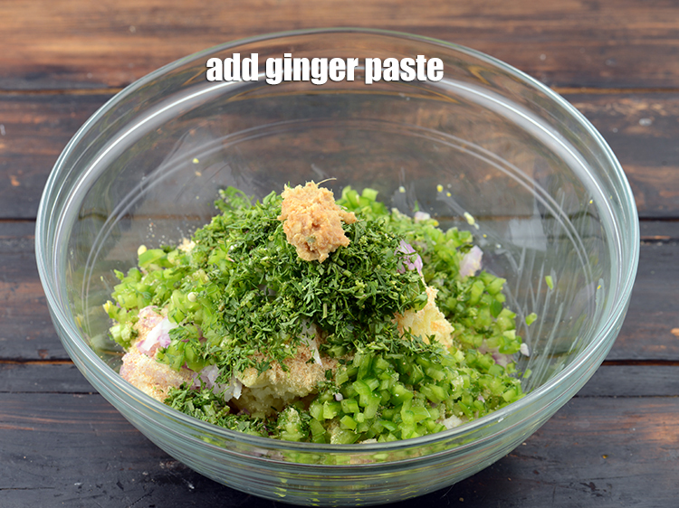 Step 9 – Add 1 tsp&nbsp;<a href="https://www.tarladalal.com/glossary-ginger-paste-adrak-ki-paste-457i">ginger (adrak) paste</a>.