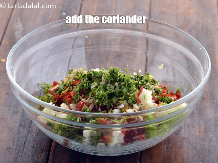 Step 7 – Add the coriander for an herby taste.