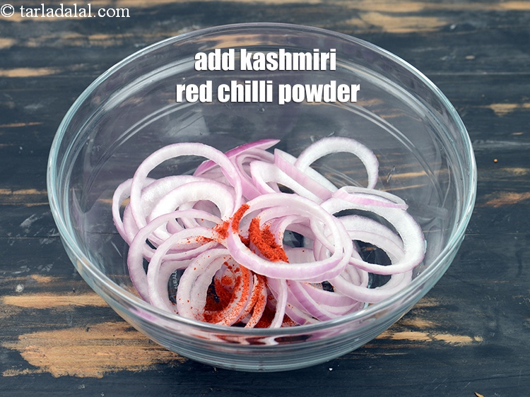 Step 9 – Add 1/4 tsp <a href="https://www.tarladalal.com/glossary-kashmiri-red-chilli-powder-kashmiri-mirch-powder-2684i">kashmiri red chilli powder</a>.