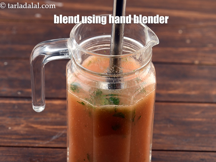 Step 8 – Blend using a hand blender.&nbsp;