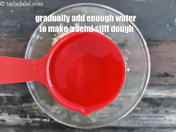 Step 11 – Greadullay add enough water to make a semi stiff dough. We added 1/4 cup&nbsp;water and …