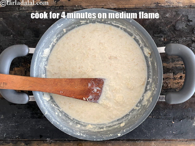 Step 10 – Cook on a medium flame for 3 to 4 minutes, while stirring occasionally.