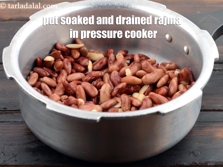 Step 10 – Put the soaked and drained rajma in a pressure cooker.