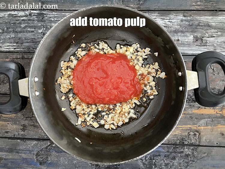 Step 12 – Add&nbsp;<meta charset="UTF-8" />1/2 cup&nbsp;fresh&nbsp;<a href="glossary-tomato-pulp-tamatar-ka-pulp-1039i">tomato pulp</a>. See recipe on <a href="https://www.tarladalal.com/fresh-tomato-pulp-homemade-tomato-pulp-38652r">how to make fresh tomato …