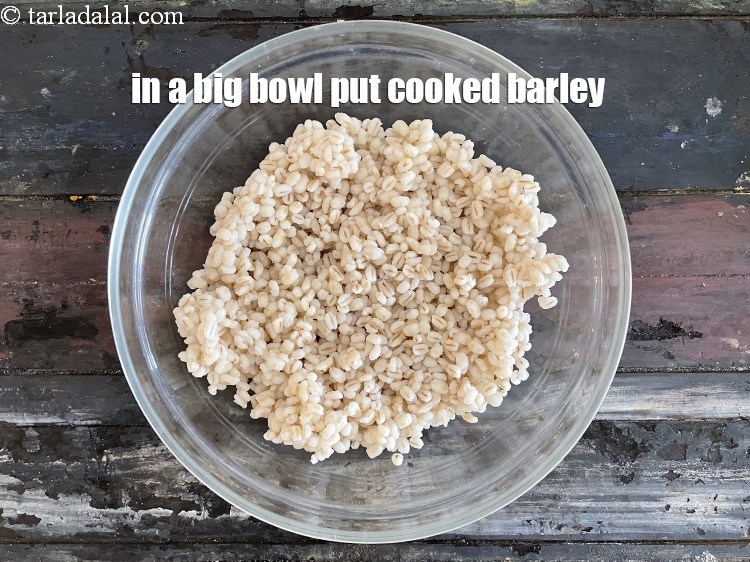 Step 21 – In a deep glass bowl put&nbsp;<meta charset="UTF-8" />2 cups&nbsp;<a href="glossary-cooked-barley-2519i">cooked barley</a>.