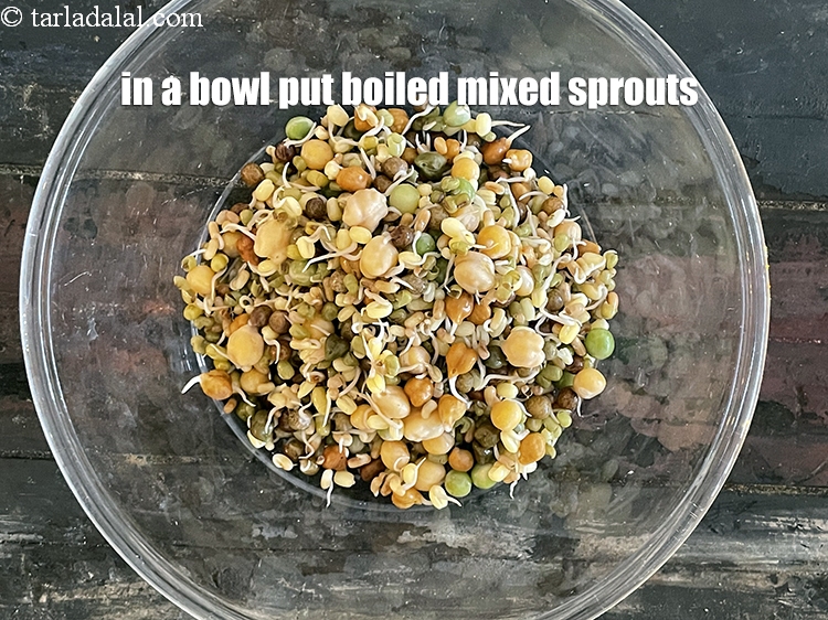 Step 18 – To make&nbsp;<strong>sprouted bean and fruit salad recipe | healthy Indian&nbsp;bean fruit salad |&nbsp;bean curd and …