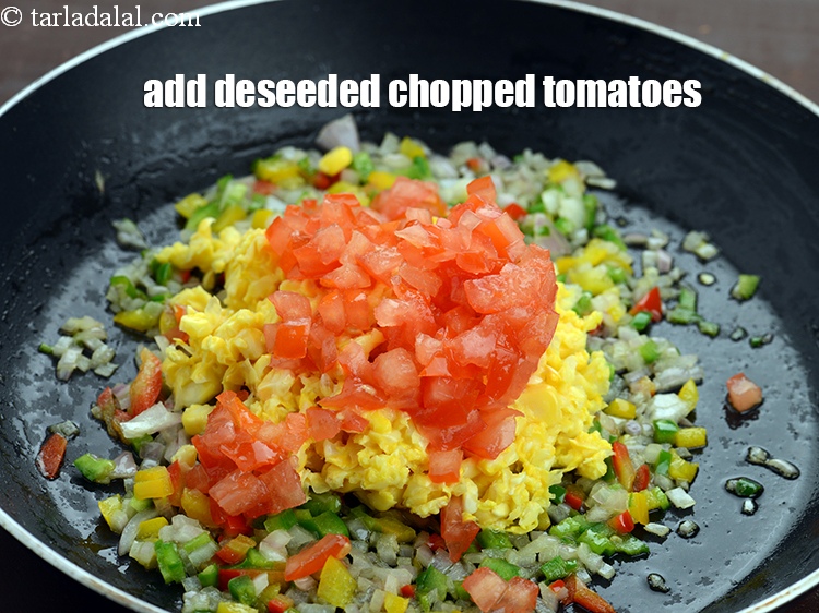 Step 9 – Add 1/4 cup deseeded&nbsp;<a href="https://www.tarladalal.com/glossary-chopped-tomatoes-779i">chopped tomatoes</a>.