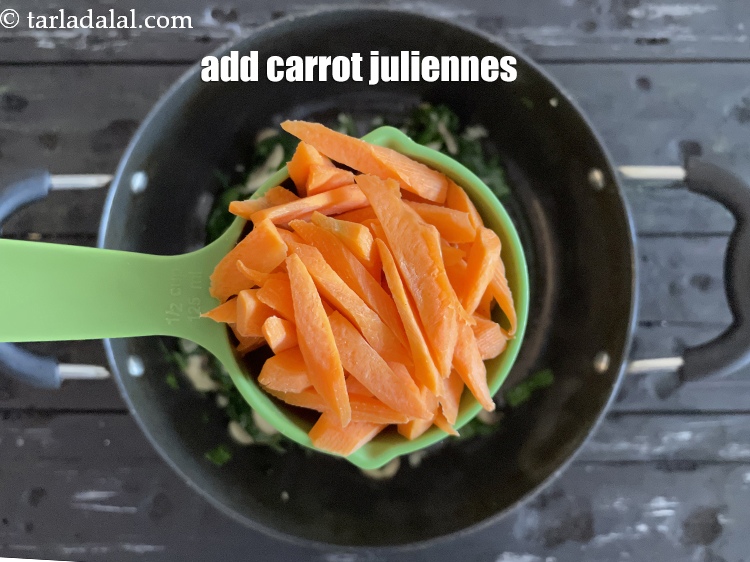 Step 15 – Add&nbsp;<meta charset="UTF-8" />1/2 cup&nbsp;<a href="glossary-carrot-juliennes-754i">carrot juliennes</a>.