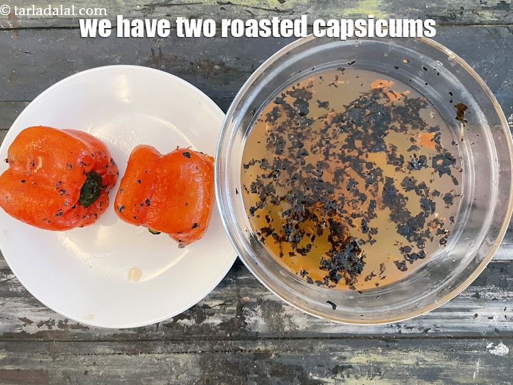 Step 9 – We now have 2 roasted capsicums ready.