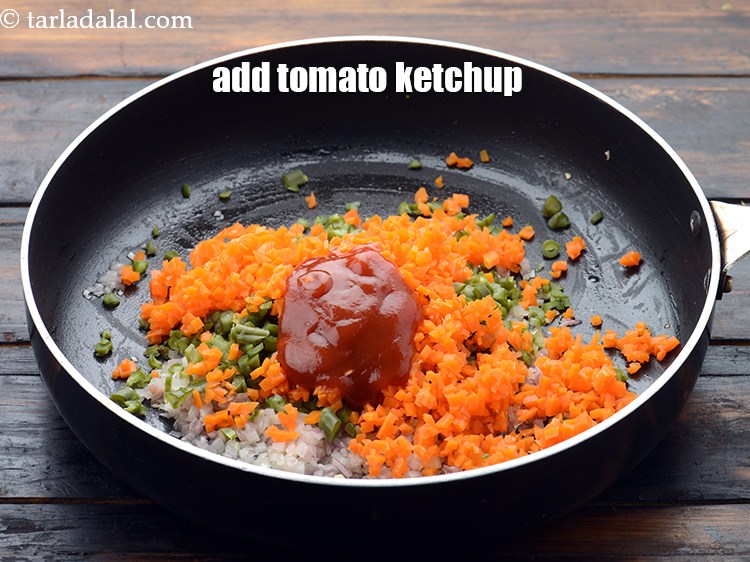 Step 9 – Add 3 tbsp&nbsp;<a href="https://www.tarladalal.com/glossary-tomato-ketchup-tomato-sauce-181i">tomato ketchup</a>.&nbsp;
