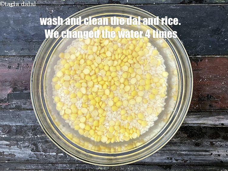 Step 10 – Now we need to wash the dal and rice. We changed the water 4 times …