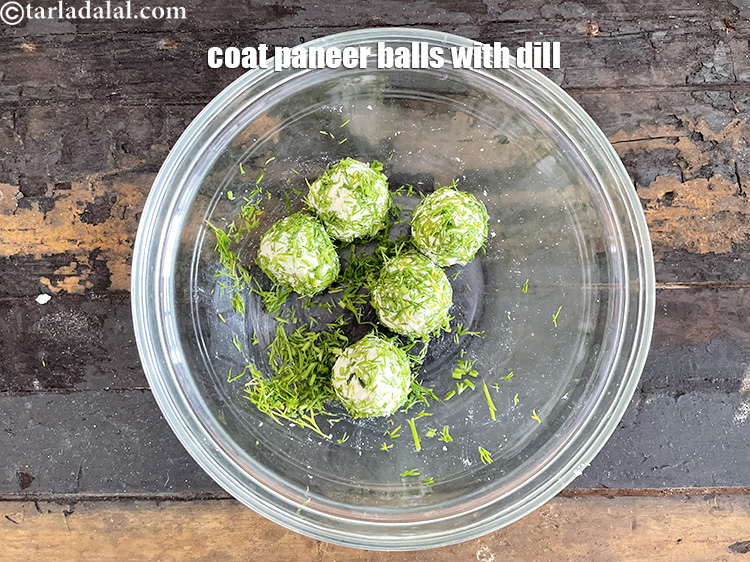 Step 13 – <p>Coat all the paneer balls with dill.</p>