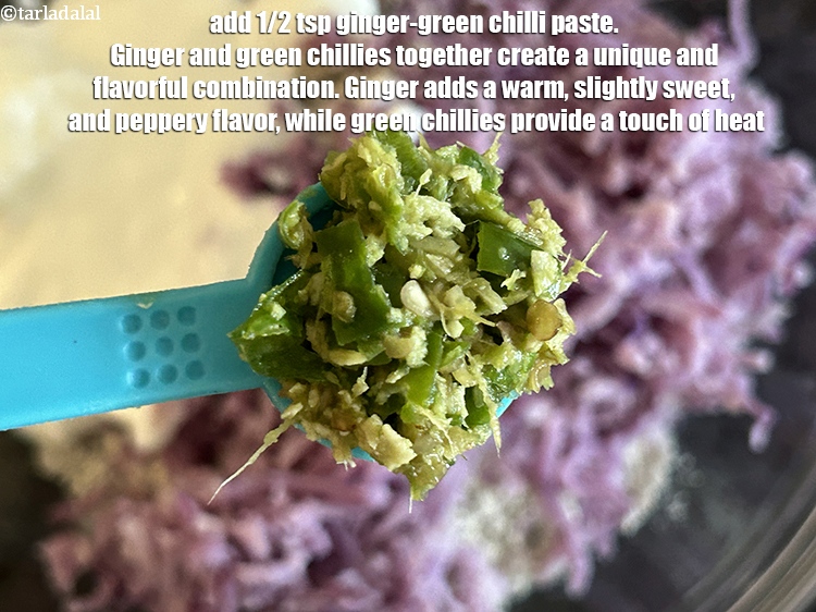 Step 10 – <p>Add&nbsp;1/2 tsp&nbsp;<a href="https://www.tarladalal.com/glossary-ginger-green-chilli-paste-adrak-mirch-ki-paste-adrak-mirchi-paste-139i">ginger-green chilli paste</a>.&nbsp;Ginger and green chillies together create a unique and flavorful combination. …