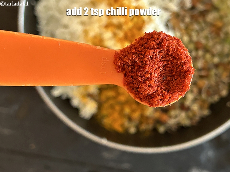 Step 12 – Add&nbsp;<meta charset="UTF-8" />2 tsp&nbsp;<a href="glossary-chilli-powder-red-chilli-powder-339i">chilli powder</a>.