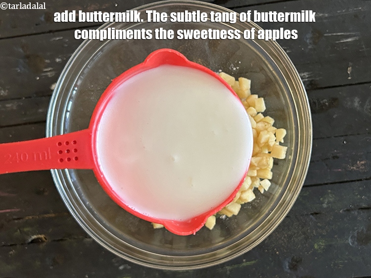 Step 31 – Add&nbsp;1 1/2 cups&nbsp;<a href="glossary-low-fat-buttermilk-skimmed-buttermilk-low-fat-chaas-1134i">low fat buttermilk</a>.&nbsp;The subtle tang of buttermilk complements the sweetness of the …