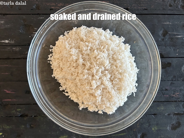 Step 10 – Soaked and drained rice.