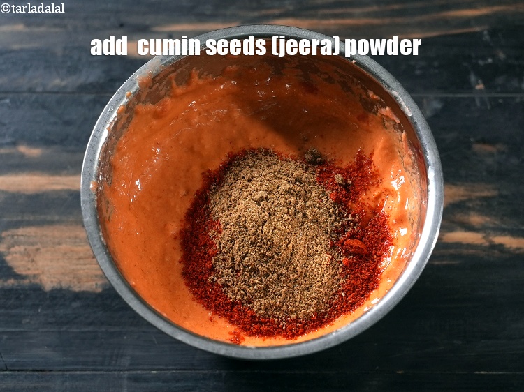Step 9 – Add 1 tsp&nbsp;<a href="https://www.tarladalal.com/glossary-cumin-seeds-powder-jeera-powder-zeera-powder-382i">cumin seeds (jeera) powder</a>.