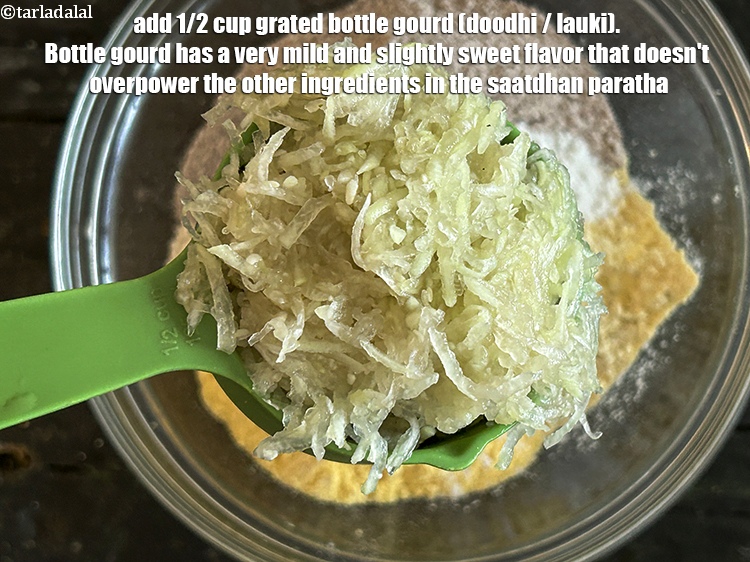 Step 10 – Add&nbsp;<meta charset="UTF-8" />1/2 cup&nbsp;<a href="glossary-grated-bottle-gourd-1048i">grated bottle gourd (doodhi / lauki)</a>.&nbsp;Bottle gourd has a very mild …