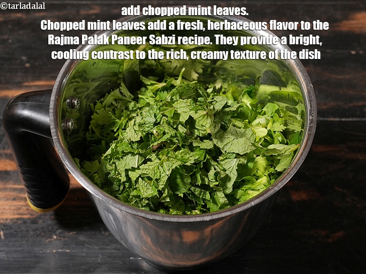 Step 10 – Add 2 tbsp <a href="https://www.tarladalal.com/glossary-chopped-mint-788i">chopped mint leaves (phudina)</a>. Chopped mint leaves add a fresh, herbaceous …