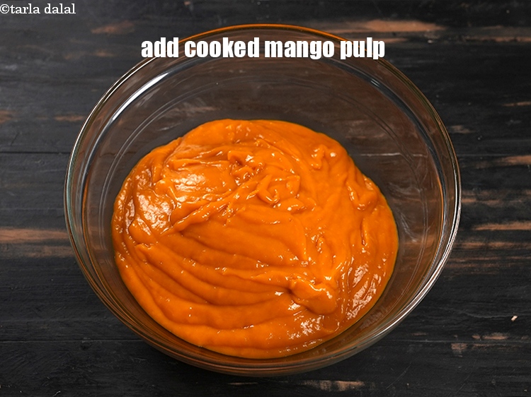 Step 11 – Add the cooked mango pulp.