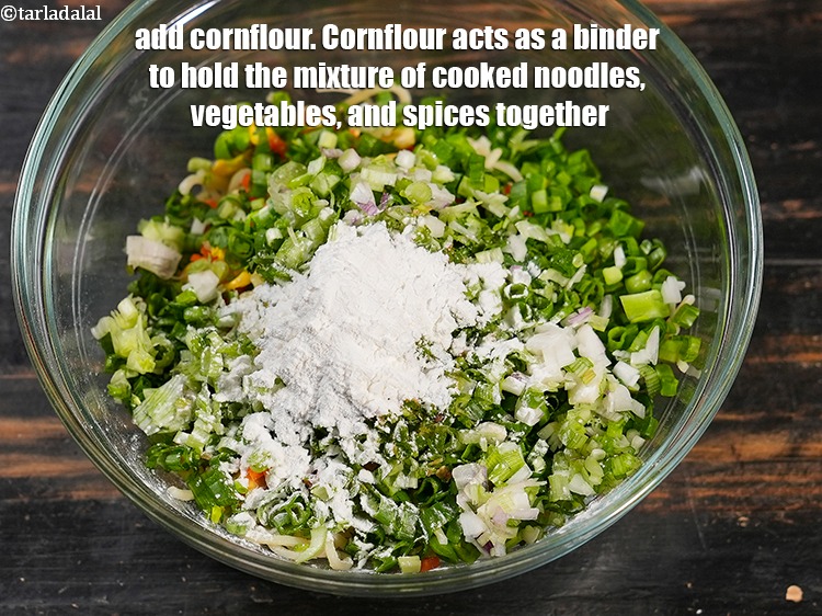Step 10 – Add 1 tbsp <a href="https://www.tarladalal.com/glossary-cornflour-cornstarch-maize-starch-corn-flour-112i">cornflour</a>. Cornflour acts as a binder to hold the mixture of …