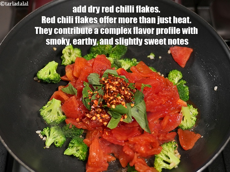 Step 10 – Add 1 tsp <a href="https://www.tarladalal.com/glossary-dry-red-chilli-flakes-paprika-338i">dry red chilli flakes (paprika)</a>. Red chili flakes offer more than …