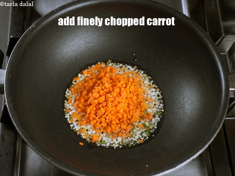 Step 15 – Add &frac14; cup finely chopped carrot.