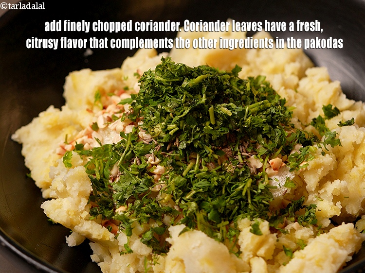 Step 10 – Add &frac14; cup finely <a href="https://www.tarladalal.com/glossary-chopped-coriander-783i">chopped coriander (dhania)</a>. Coriander leaves have a fresh, citrusy flavor …