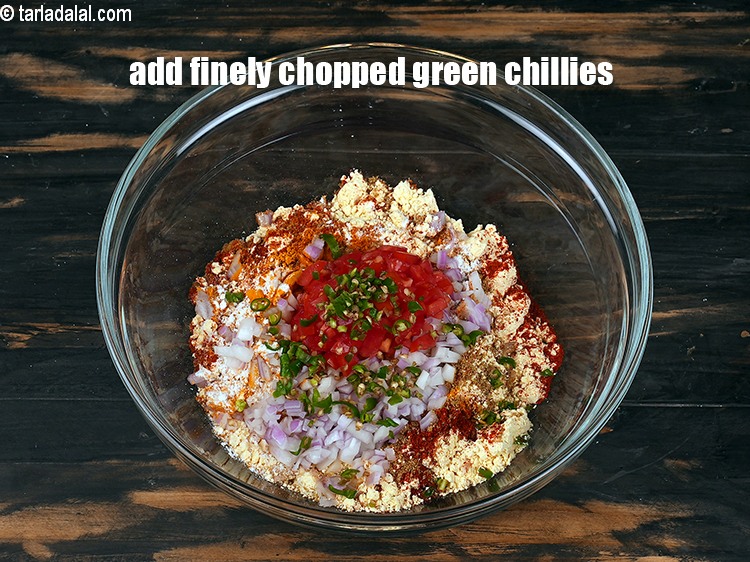 Step 11 – Add 1 tsp finely chopped green chillies.