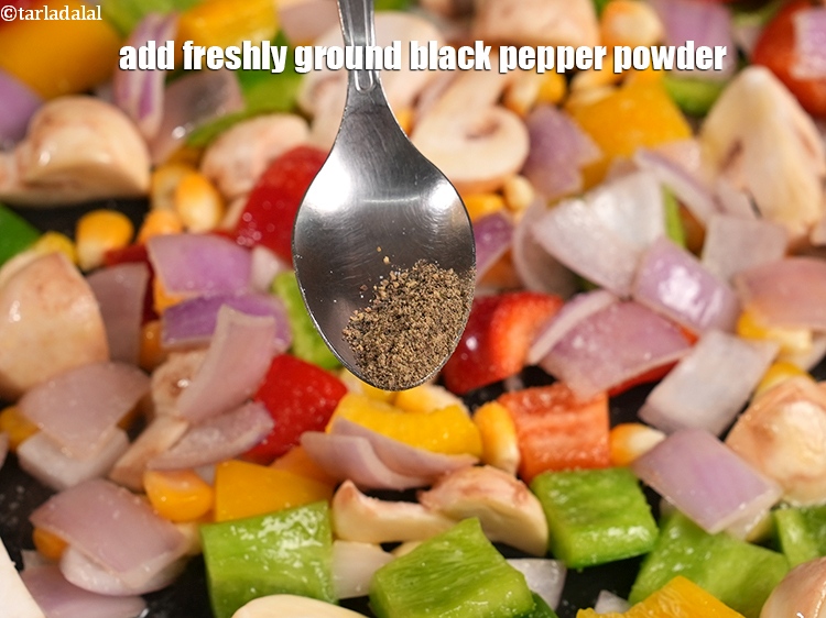 Step 10 – Add <a href="https://www.tarladalal.com/glossary-freshly-ground-black-pepper-kalimirch-powder-kali-mirch-ka-powder-567i">freshly ground black pepper (kalimirch)</a>&nbsp;to taste.