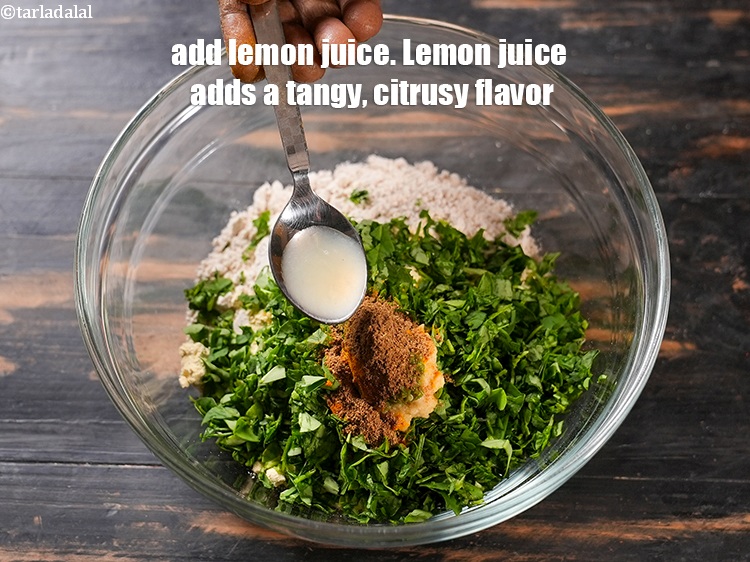 Step 10 – Add &frac12; tsp <a href="https://www.tarladalal.com/glossary-lemon-juice-numbi-ka-ras-nimbu-ka-juice-471i">lemon juice</a>. Lemon juice adds a tangy, citrusy flavor.