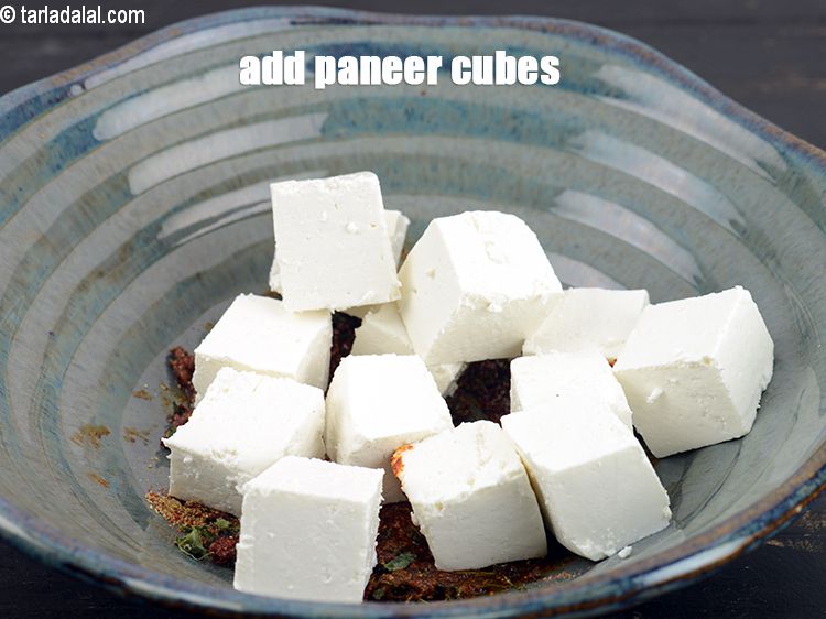 Step 10 – Add the <a href="https://www.tarladalal.com/glossary-paneer-cubes-cottage-cheese-cubes-1002i">paneer (cottage cheese) cubes</a>.