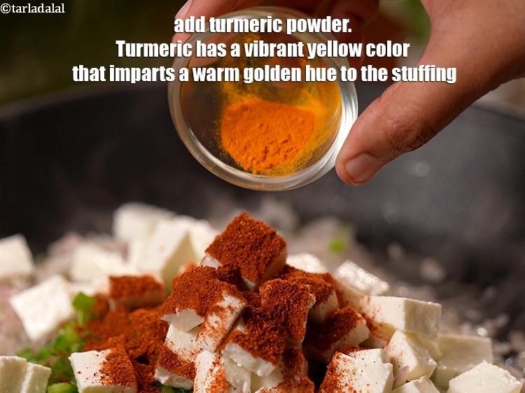 Step 10 – Add &frac14; tsp <a href="https://www.tarladalal.com/glossary-turmeric-powder-haldi-645i">turmeric powder (haldi)</a>. Turmeric has a vibrant yellow color that imparts …