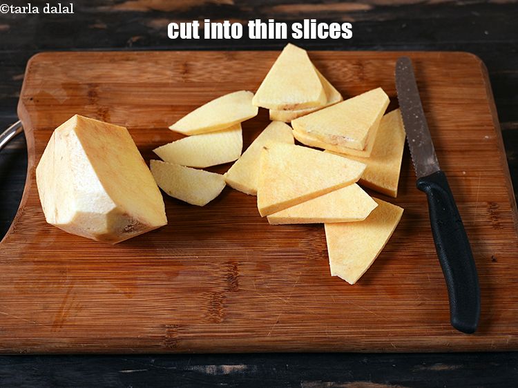 Step 10 – Cut into thin slices. Keep aside.