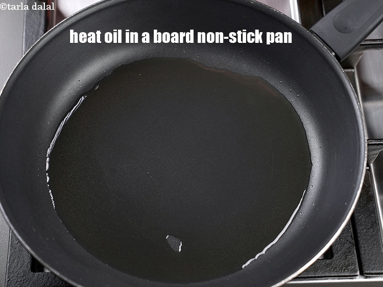 Step 11 – For the stuffing, heat 2 tbsp oil in a board non-stick pan on a high …