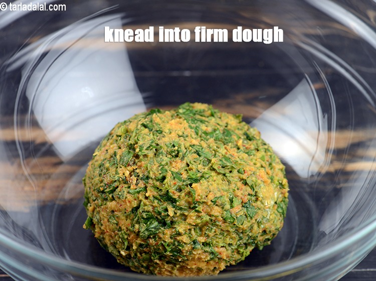 Step 10 – Knead into a semi-soft, smooth dough, using 4 tbsp of water.