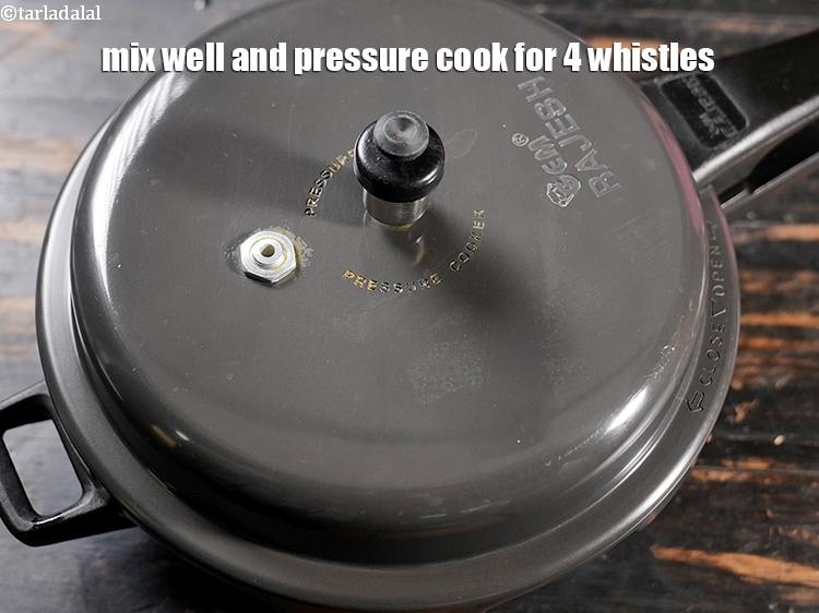 Step 10 – Mix well and pressure cook for 4 whistles.