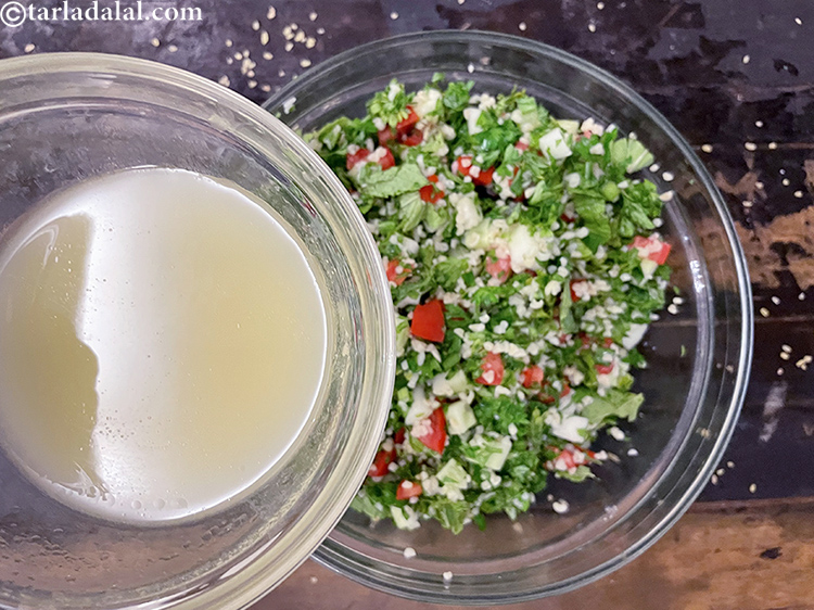 Step 33 – Add the tabbouleh dressing just before you want to serve.
