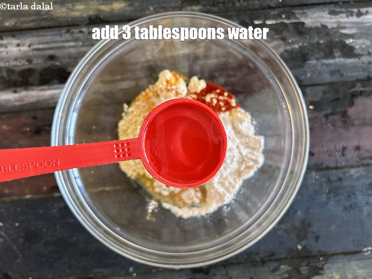 Step 11 – Gradually add enough water to make a soft dough. We added 3 tablespoons&nbsp;water.