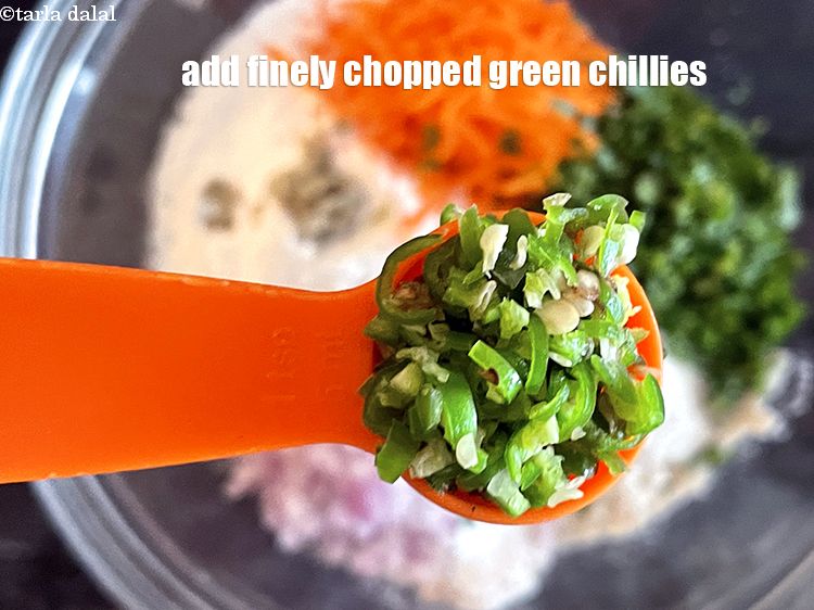 Step 10 – Add&nbsp;<meta charset="UTF-8" />1 tsp&nbsp;<a href="glossary-chopped-green-chilli-820i">finely chopped green chillies</a>.