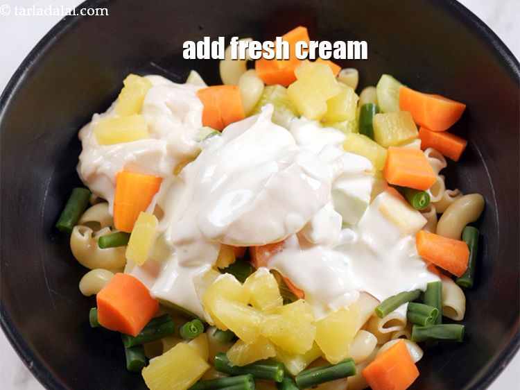 Step 10 – Add &frac14; cup fresh cream.