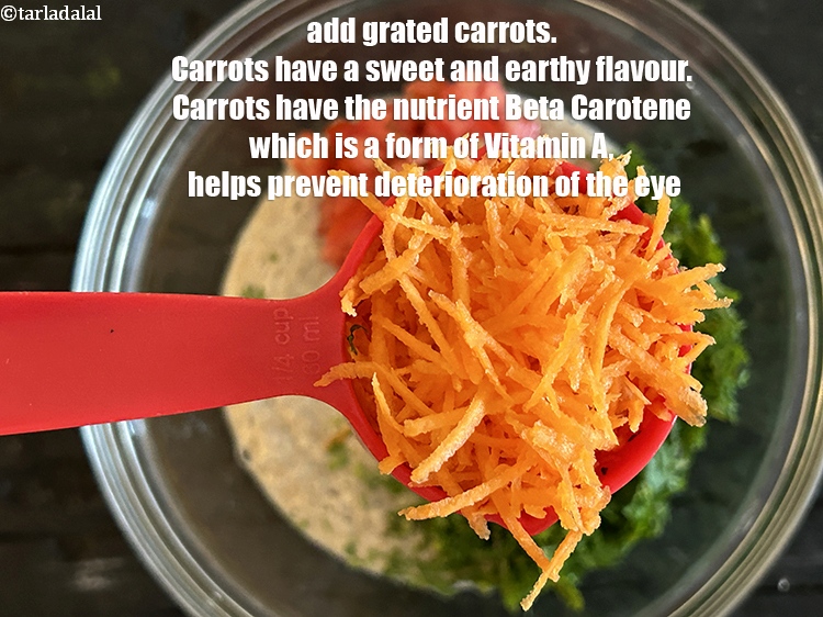 Step 11 – <meta charset="UTF-8" /> Add&nbsp;1/4 cup&nbsp;<a href="glossary-grated-carrot-816i">grated carrot</a>.&nbsp;Carrots have a sweet and earthy flavor that complements …